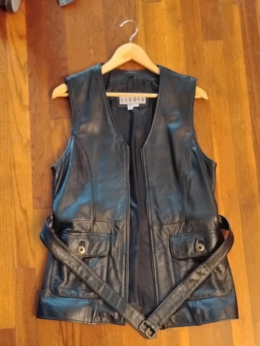 Leather Black Vest Size Small - Medium
